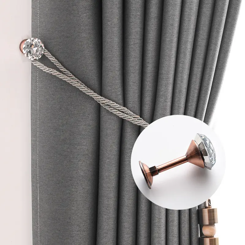 Manufacture New Design Modern Simple Crystal Punching Tieback Wall Hook Curtain Accessories For Window Home Decoration