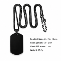 Collier personnalisé en acier inoxydable noir avec gravure laser et logo imprimé pour l'approvisionnement en gros des marques
