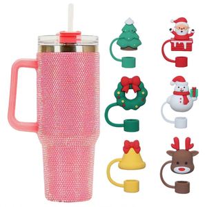 แก้วน้ำสแตนเลสแบบมีฝาและหลอดดูด ขนาด 40 ออนซ์ (1200 มล.) ประดับคริสตัลและเพชรเทียม สำหรับทำแก้วกาแฟแบบกำหนดเอง - Product Image 4