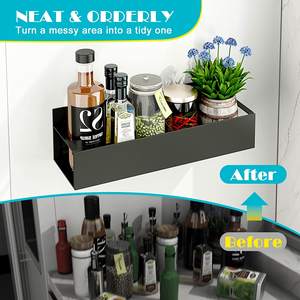 מדף תבלינים ארגונית מתכת מדף מקרר 4 חבילות מקרר נייד מדפי תבלינים מגנטיים למקרר - Product Image 3