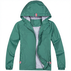Chaqueta Casual Verde con Capucha para Hombre, Resistente al Viento, con Cierre de Cremallera y Logotipo Bordado, Bolsillos Delanteros, Diseño Personalizado para Primavera - Product Image 1