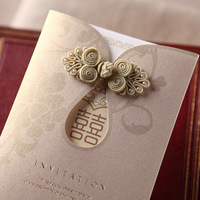 Invitation de mariage chinoise haut de gamme en gros, invitation créative, peut être imprimée, carte d'invitation avec dorure à chaud