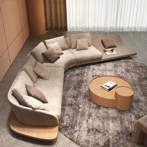 Sofá de Tela con Esquinas Curvas Extra Grandes, Diseño <span class=keywords><strong>Italiano</strong></span> Minimalista de Lujo para Villa y Apartamento en Edificio de Gran Altura - Product Image 1
