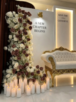 Backdrop Akrilik PVC Luckygoods untuk Pernikahan, Stand Backdrop Putih dengan Lampu LED, Papan Selamat Datang Pernikahan untuk Perlengkapan Dekorasi Acara
