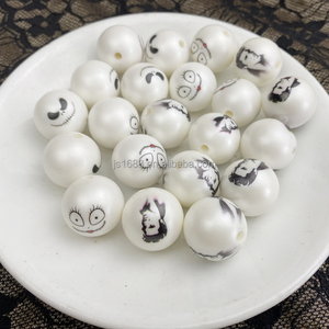 Cuentas acrílicas con estampado mixto de Navidad y Halloween para hacer joyas, cuentas con diseño de Jack y <span class=keywords><strong>Sally</strong></span>, cuentas de chicle de 20 mm a granel - Product Image 1