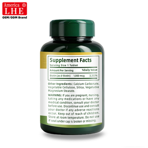 Fabricant de compléments alimentaires à base de biotine en gros, 1000 mcg pour des cheveux, une peau et des ongles sains, 100 comprimés de biotine - Product Image 5