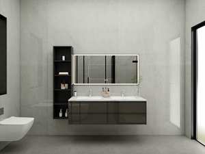 Muebles de Baño Modernos Minimalistas con Estructura de Aluminio y Divisiones de Vidrio - Product Image 2