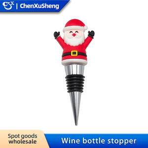 Christmas Wine Stopper Santa Claus PVC Bottle Plug Holiday Decoration Gift Red Wine Accessory - Product Image 3