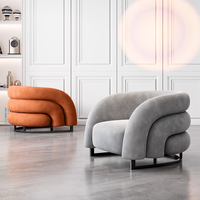 Fauteuil Sofa Simple et Tendance, Luxe Léger en Velours pour Salon, Chaise Individuelle Confortable
