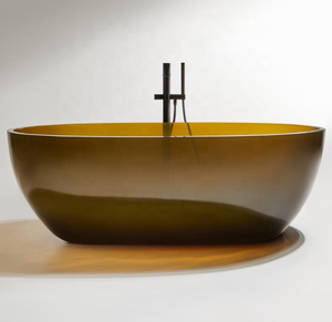 <span class=keywords><strong>Ambra</strong></span> colore poliestere trasparente vasca da bagno in resina pura colata ammollo vasca da bagno in resina trasparente trasparente trasparente vasca da bagno solida superficie trasparente - Product Image 1