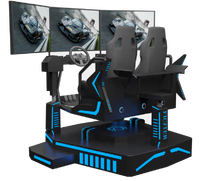 VR emballant le jeu 9D de manèges d'équipement de la voiture de course VR de Trois-axe trois-écran