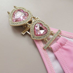 Women Swimwear <strong>Bikini</strong> Two Piece Luxury Love Rhinestones Swimwear Pink Sexy Women Swimsuit Mini <strong>Micro</strong> <strong>Bikini</strong> - Product Image 6