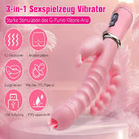 Rosa Anal-Klitoris Dreifach-Vibrator mit 10 Frequenzen USB-Aufladbar 100% Wasserdicht für Frauen - Umweltfreundliches Vaginales Sexspielzeug