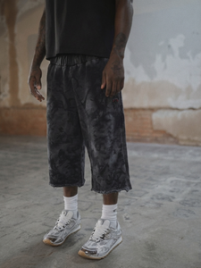HG Heavyweight French Terry Long Jogger Shorts Pants Custom full siez print Design Men <b>Elastic</b> Waist Baggy Wide Leg Sweat Shorts - Product Image 1