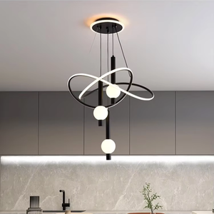 Lampes suspendues pour décor à la maison Restaurant Creative Nordic Living Room Glossy LED Pendant Chandelier - Product Image 2