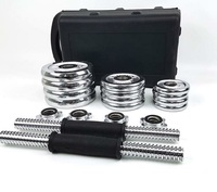 Set Dumbbell Besi Cor Lapis Krom yang Dapat Disesuaikan untuk Gym/Workout Fitness Unisex (Harga Grosir)