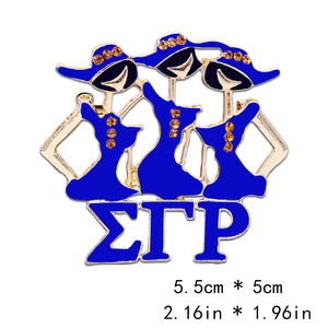 美しいギリシャのシグマガンマローソロリティシンボルアクセント姉妹ブローチ可憐なゴールドとブルートーンSGRhoソラーフェローシップピン - Product Image 2