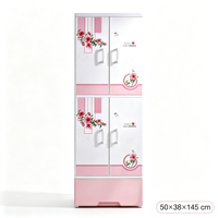 Armoire pour bébé en plastique PP 50*38*145cm, 3 étages, double porte, armoire de rangement pour enfants avec tiroir, armoire pour vêtements et jouets pour enfants