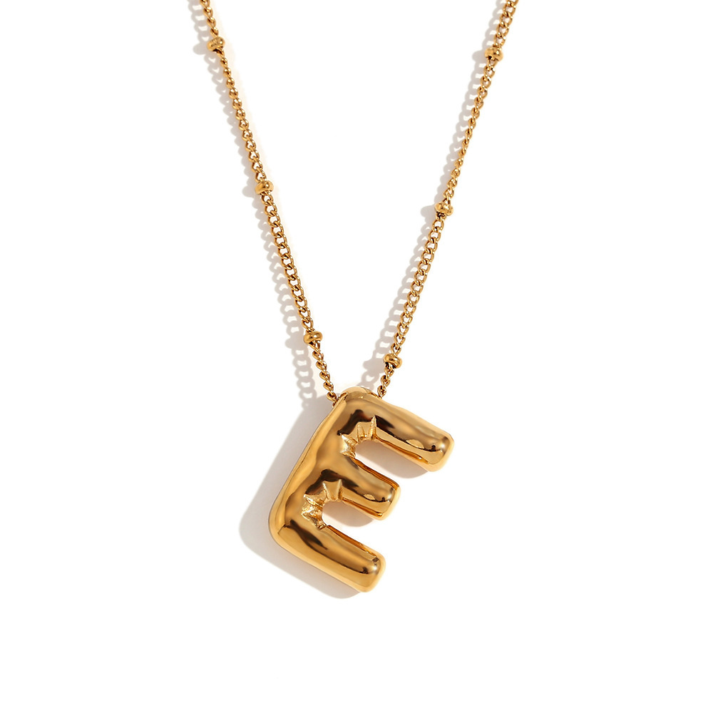 Party Balloon Letter Pendant Necklace - Gold -E