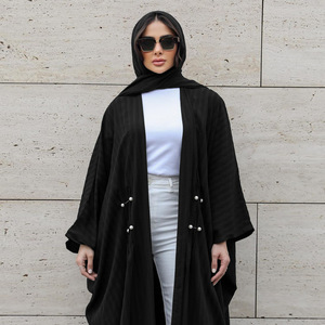 077 di alta qualità modesto Dubai <span class=keywords><strong>Aya</strong></span> donna abito musulmano Turkiye <span class=keywords><strong>a</strong></span> righe Casual taglie forti musulmano Cardigan donna abito Femme - Product Image 5