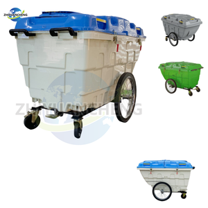 최저가 400L 공공 쓰레기통 | 헤비 듀티 휠 및 핸들이 있는 실외 도난 방지 쓰레기통 - Product Image 2