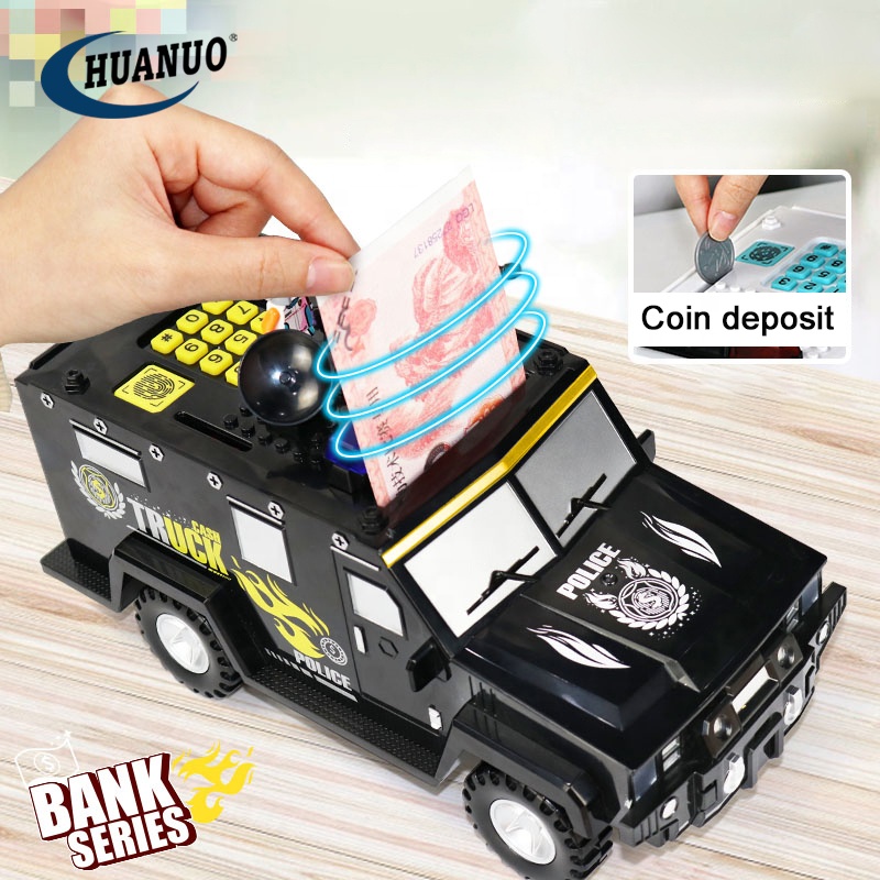 Лидер продаж, полицейский строительный блок для экономии денег, копилка, игрушка, наличный грузовик, игрушка