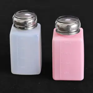 200ml Refillable Liquid Container Bottle Pink White Empty Cosmetic Makeup Cleaner Press Pump Dispenser