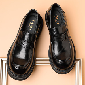 Papai Dushi Mocassins en cuir véritable pour hommes, semelle souple, talon moyen, chaussures décontractées pour affaires - Product Image 2