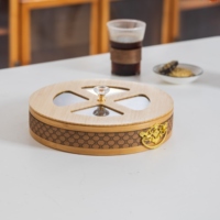 Boîte de rangement écologique et durable en bambou à compartiments pour fruits et collations, avec couvercle, incrustation en cuir, cadre incurvé résistant aux hautes températures, creuse, pour la maison et le café