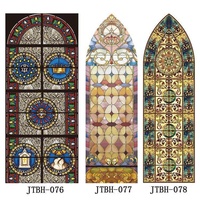 Panel Arqueado de Vidrio Artístico Sólido Personalizado, Estilo Retro con Acabado Pintado para Vestíbulo, Baño o Ventana