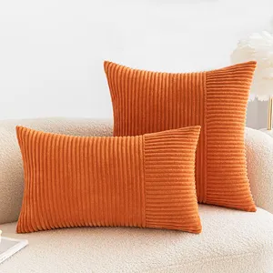 Manufactory Direct Custom High Quality Corduroy Cushion Cover Farmhouse Vintage 45x45cm Corduroy Stripe Pillow Cover