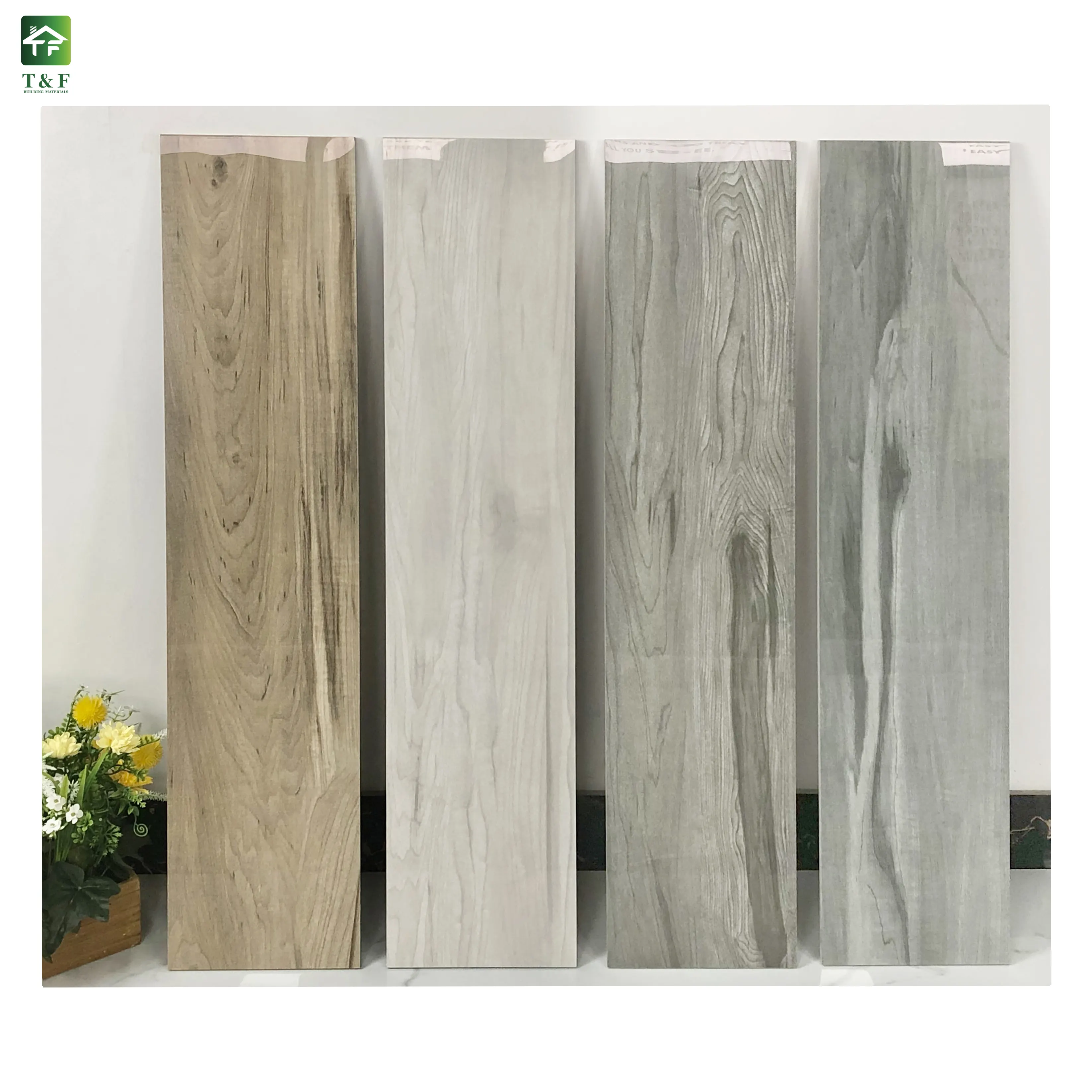 Piastrelle di legno di alta lucentezza 200x900mm pavimenti in porcellana pavimenti vendita scelta pavimento e parete tempo acido superficie imballaggio piastrelle di legno