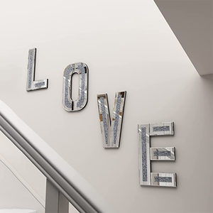 Amore e casa <span class=keywords><strong>dolce</strong></span> e adorabile specchio decorativo decorazioni da parete grande specchio da parete decorativo con diamanti specchio argento lucido 3d - Product Image 4