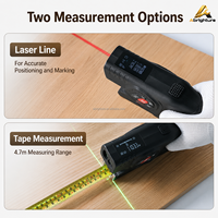 Mètre à ruban laser numérique 3 en 1 avec ligne laser, télémètre laser 70 m / 230 pieds, ruban de 4,7 m, outil de mesure rechargeable