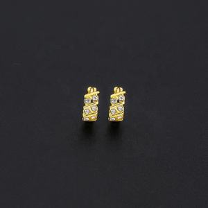 JXX Brass Jewelry 24k Plated Gold <b>Fashion</b> Tiny Zircon Huggie <b>Earrings</b> Gold Small <b>Hoop</b> <b>Earring</b> for Women Anniversary - Product Image 4