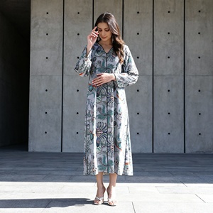 Premium Custom Elegant Print Polyester Abaya Dress for Muslim Women <b>Evening</b> Party Wholesale - Product Image 4