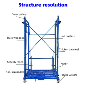 Lift Konstruksi Bergerak Berkualitas Tinggi 8m 10m, <span class=keywords><strong>Hoist</strong></span> Tali Kawat, Perancah Listrik - Product Image 4
