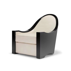 Tabouret de canapé haut de gamme léger, chaise d'accent unique dans la salle de réception de l'hôtel fauteuil en <span class=keywords><strong>bois</strong></span> massif en tissu blanc - Product Image 4