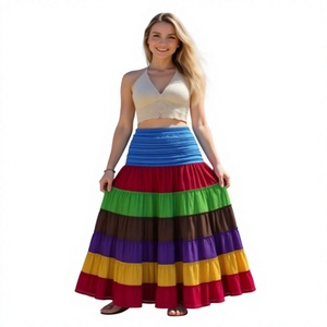 Women's 100% Silk Floor-Length Straight <b>Skirt</b> with Digital Printed <b>Floral</b> Design Embroidery Tiers - Product Image 1