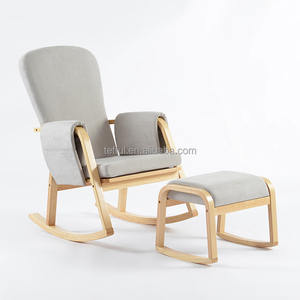 Fauteuil à bascule simple pour chambre d'enfant, en tissu gris, économique, avec repose-pieds, idéal pour l'allaitement. - Product Image 1