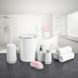 Haute qualité salle de bain poubelle brosse de toilette distributeur de <span class=keywords><strong>savon</strong></span> porte-<span class=keywords><strong>savon</strong></span> acrylique blanc salle de bain lavage 5 pièces ensemble - Product Image 3