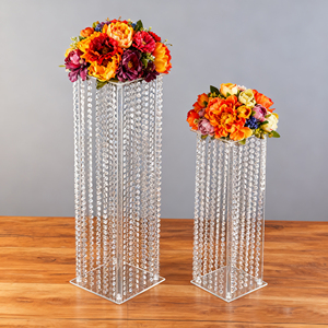 Colonne Trasparenti, Supporti <span class=keywords><strong>Quadrati</strong></span>, Fondali Floreali, Eleganti Supporti <span class=keywords><strong>per</strong></span> <span class=keywords><strong>Fiori</strong></span> in Cristallo Acrilico, <span class=keywords><strong>Vasi</strong></span> Alti <span class=keywords><strong>per</strong></span> Centrotavola Matrimoniali - Product Image 4