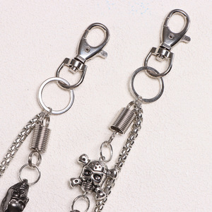Double Layered <b>Skull</b> Patchwork Trouser Chain Zinc Alloy Hip Hop Punk Waist Chain For Daily Wear - Product Image 3