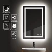 Miroir de salle de bain intelligent pour la maison, miroir mural pour toilettes avec éclairage, écran tactile et anti-buée CE FCC ROHS
