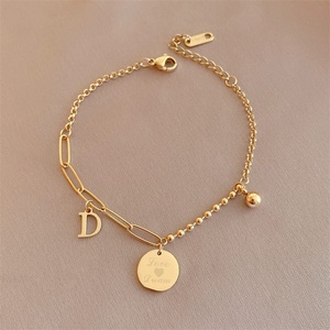 Pulseras Populares de Acero Inoxidable con Cadena de Eslabones y Colgante de Disco - Product Image 3