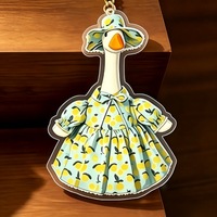 Porte-clés en acrylique en forme d'oie mignonne habillée pour Thanksgiving, avec tablier de dinde et citrouille d'automne, breloque de sac pour cadeaux de fête