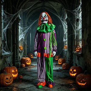 Figura Animatrónica de Halloween, Payaso de Circo Vintage Espeluznante, Accesorio Aterrador para Casa Embrujada, Escape Room, Decoración de Fiestas - Product Image 3