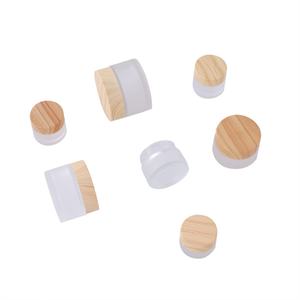 Luxury Empty 10g 30g 50g 100g Frosted <b>clear</b> Glass Eye Face Body Cream Jar Cosmetic Jar with Bamboo Wood Lid - Product Image 4