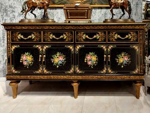 Yips LD-2411-2324 Vintage Massivholz-Schrank für Wohnzimmer Schlafzimmer Esszimmer Europäischer Stil Handbemaltes Blumenmuster 4 Schubladen - Product Image 4