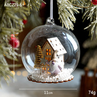 Boule de Noël en verre de luxe, miniature 3D, maison de neige, Père Noël, gnome, décoration d'arbre de Noël, ornement de table suspendu